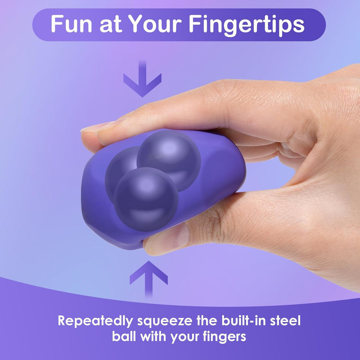 Sensory Stress Balls - Fidget Toy for Adults & Teen, Silicone Polyhedron Hand Therapy Ball with Beads Inside Relief Stress Squeeze Toy for Autism & ADHD, Office Desk Toy