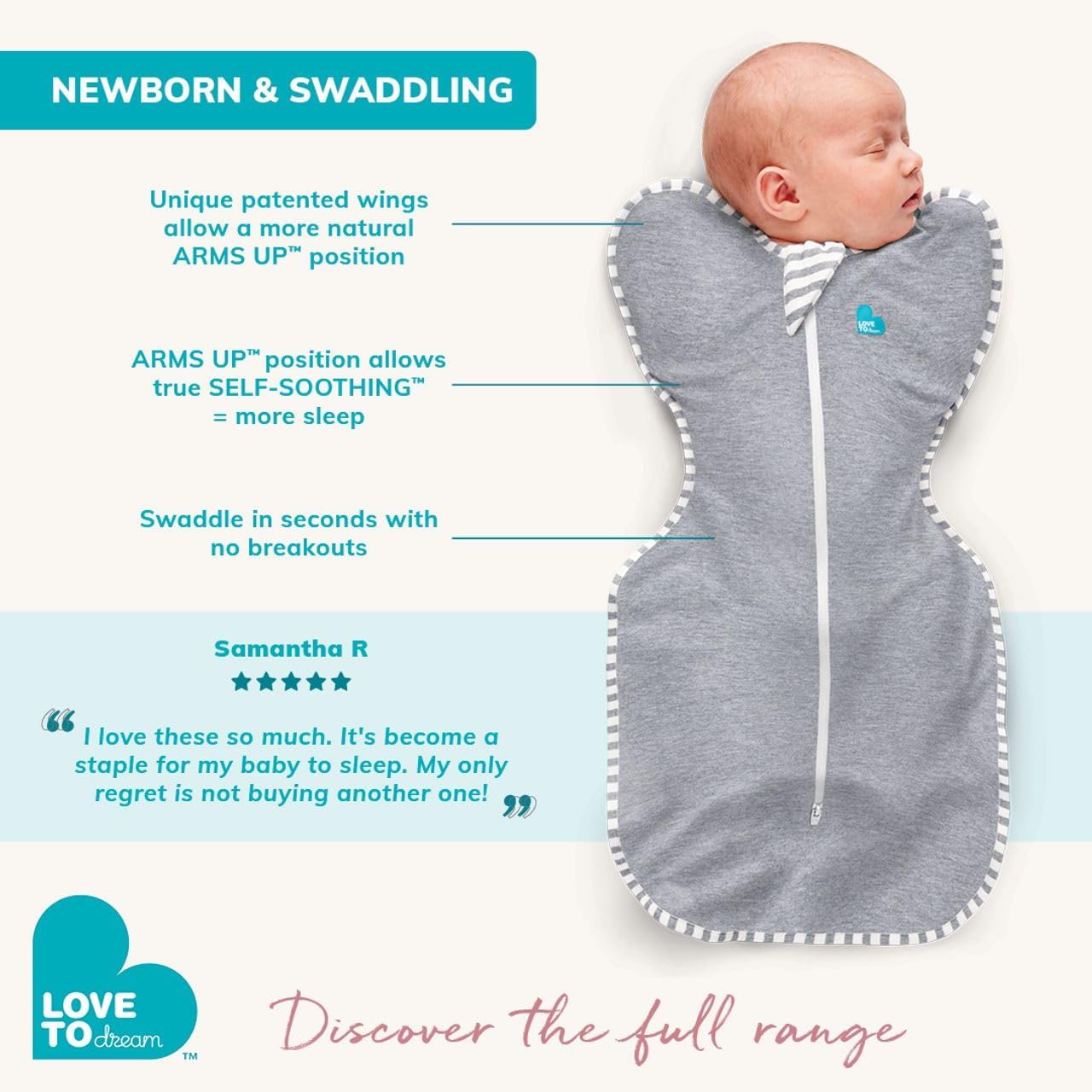 Love to Dream Swaddle UP, Baby Sleep Sack, Self-Soothing Swaddles for Newborns, Get Longer Sleep, Secure Fit Helps Calm Startle Reflex, New Born Essentials for Baby, 1.0 TOG, 13-19 lbs, Deep Olive
