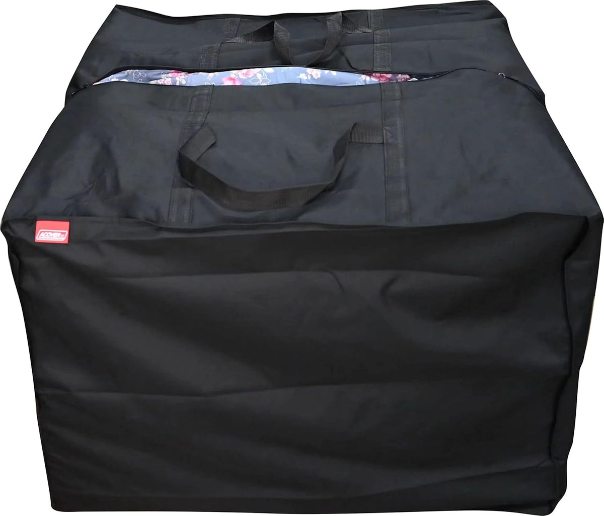 Outdoor Square Cushion/Cover Storage Bag, Protective Zippered Storage Bags with Handles, 32''L x 32''W x 24''H Black