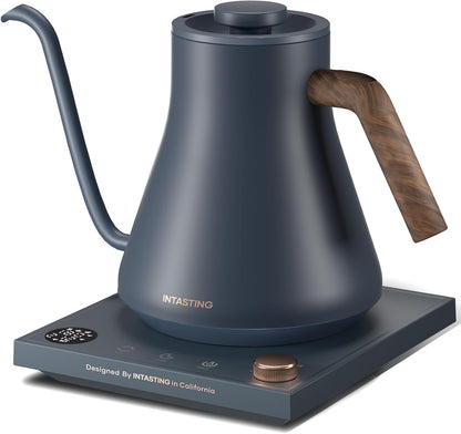 INTASTING Electric Kettles, Gooseneck Electric Kettle, ±1℉ Temperature Control, Stainless Steel Inner, Quick Heating, for Pour Over Coffee, Brew Tea, Boil Hot Water, 0.9L Black