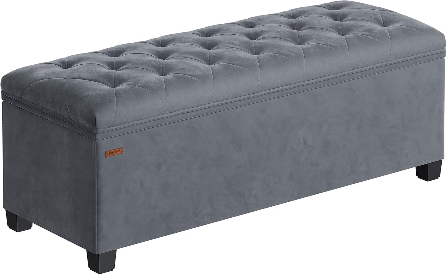 SONGMICS Storage Ottoman Bench, Foot Rest with Legs, 15.7 x 43.3 x 15.7 Inches, End of Bed Bench, Storage Chest, Load up to 660 lb, for Living Room, Bedroom, Entryway, Dark Gray ULSF088G01