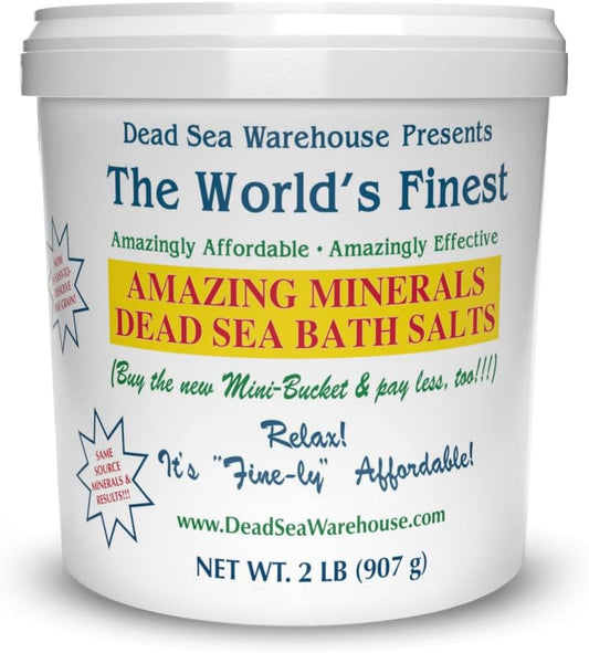 Dead Sea Warehouse-Amazing Minerals Dead Sea Bath Salts,100% Full Mineral Therapeutic Bath Salts, Detoxifying & Moisturizing, Exfoliating for Dry Skin, Unscented(5 lbs)