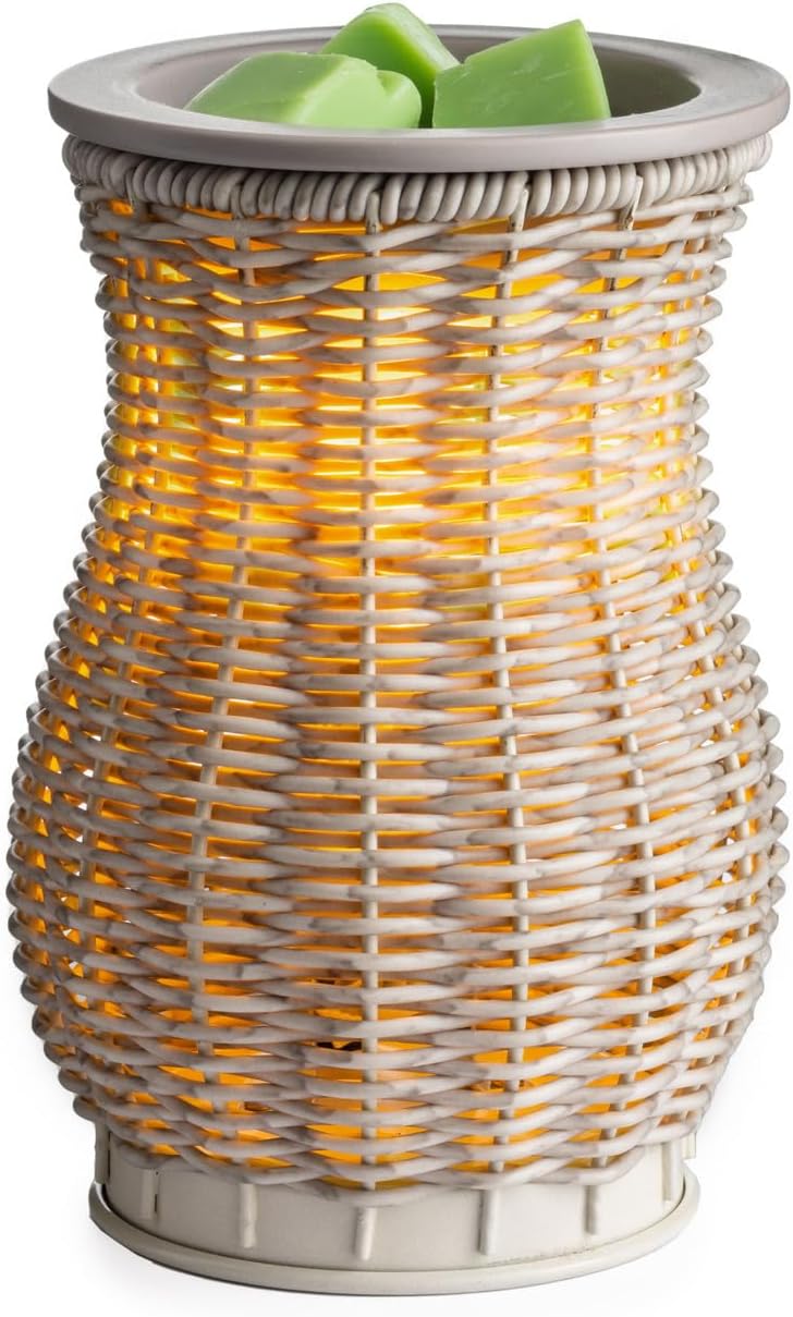 Candle Warmers ETC. Illumination Fragrance Warmer- Light-Up Warmer for Warming Scented Candle Wax Melts and Tarts or to Freshen Room, White Harmony