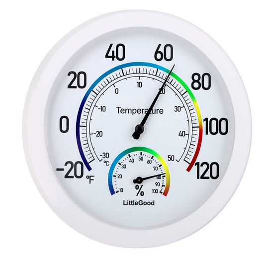 6" Thermometer Indoor with Humidity Gauge - Wall Thermometer/Hygrometer for Home Decorative, Updated Analog Dial Temperature Humidity Monitor for Room Temp
