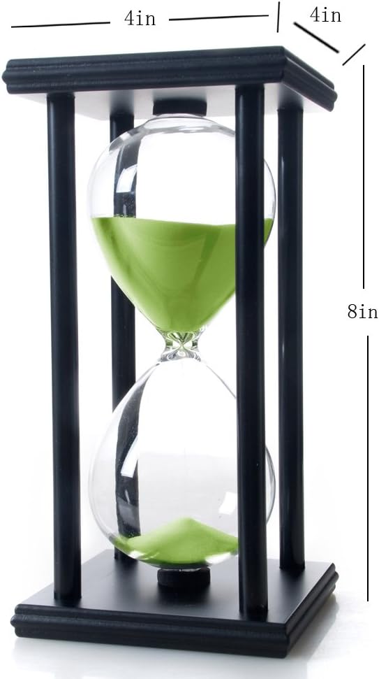 60 Minutes Hourglass, Wood Sand Timer, White | 4 x 4 x 8 inch Sand Clock