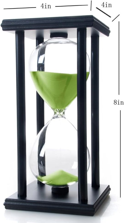 60 Minutes Hourglass, Wood Sand Timer, White | 4 x 4 x 8 inch Sand Clock