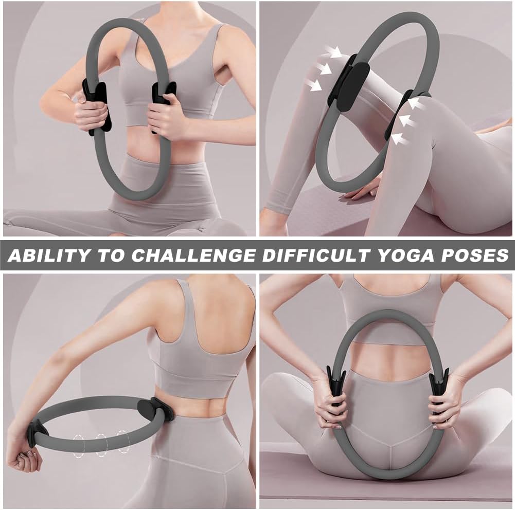 15" Pilates Ring, Dual-Grip Pilates Ring Lightweight Circle Yoga Rin-g for Enhance Thigh and Arm Strength, Body Exercise Tool for Home Gym