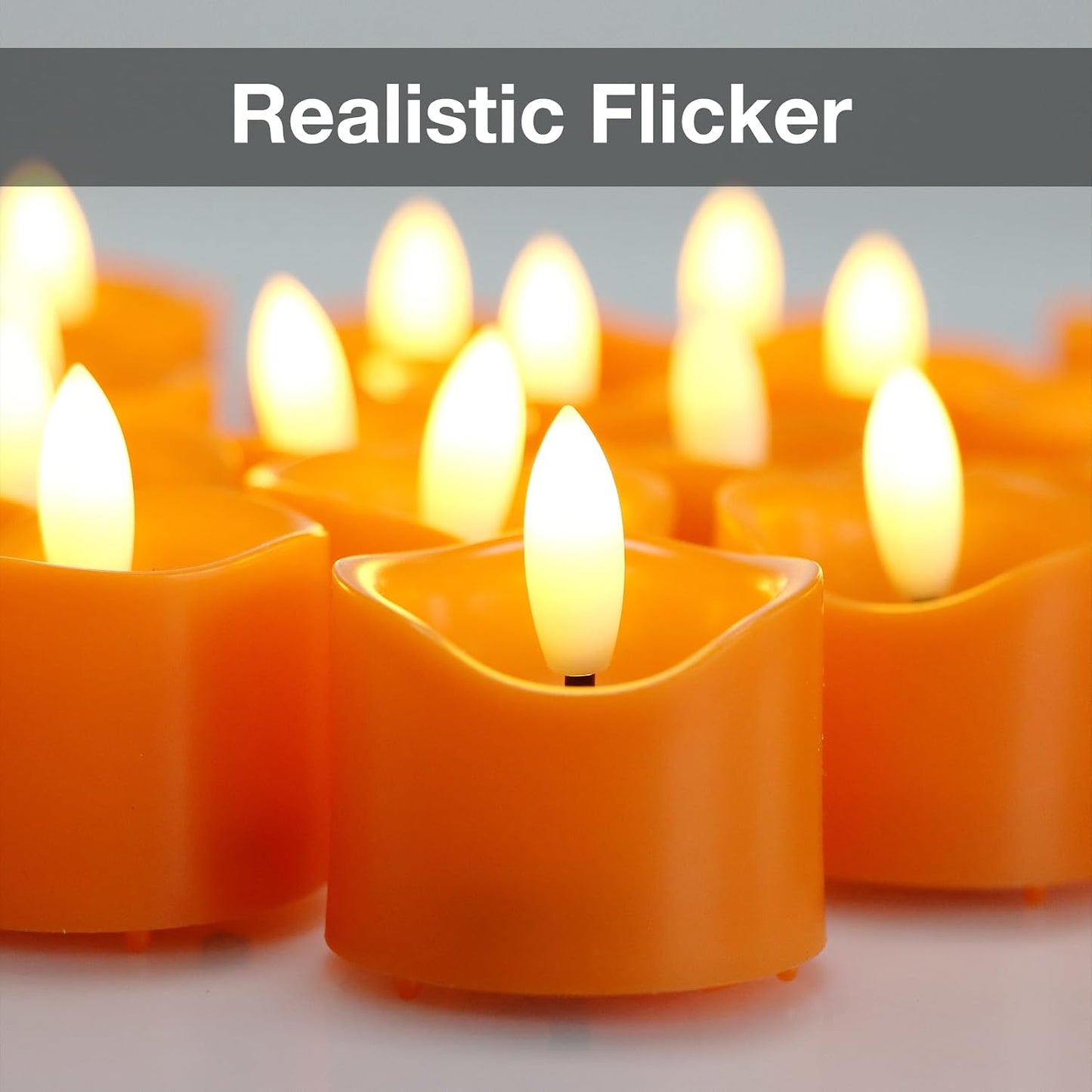 24 Pack Flameless Tealight Candles Battery Operated Tea Lights, Realistic Flickering Electric LED Tea Lights, 3D Wick Fake Tea Lights for Votive, Festival, Party, Wedding Decor