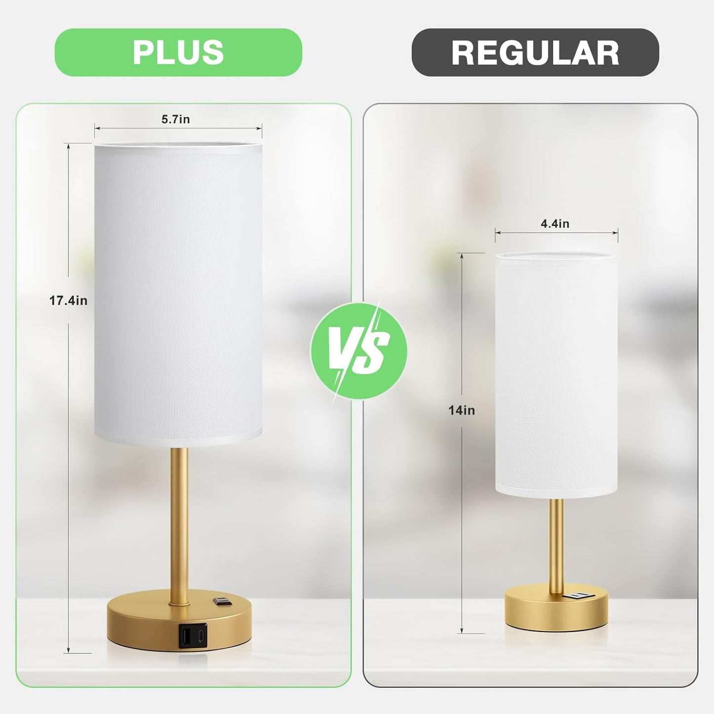 Dicoool Touch Bedside Table Lamp with USB - 3 Way Dimmable Wood Lamp for Bedroom Nightstand, Desk Lamp with Charging Station for Dorm, Living Room, Office, Kids Room, Small, 14in