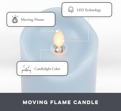 Matchless Candle Co. by Luminara Set of 3 Flameless LED Pillar Candles, Real Wax, Moving Flame (3x4.5, 3x5.5, 3x6.5 Inch, Unscented)