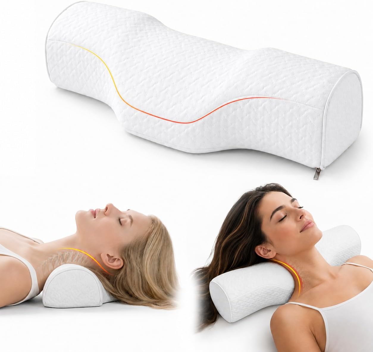 Cervical Neck Pillow, Memory Foam Neck Bolster for Sleeping, Washable Cover | polyester cover, slow rebound foam, magnet filling, raised dot texture, removable washable case, bed office chair travel
