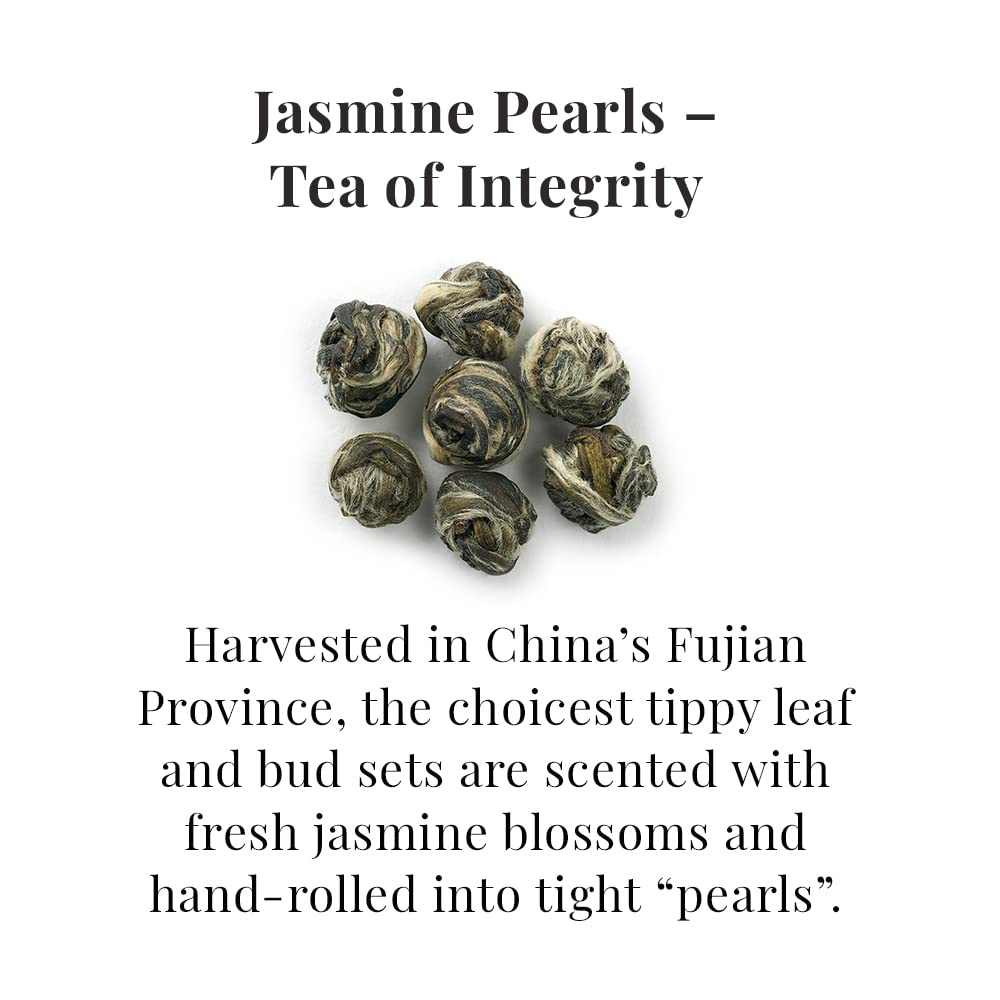 The Republic of Tea Jasmine Pearls Full-Leaf Loose Green Tea, 3.0 oz | Steeps 50 Cups | Caffeinated