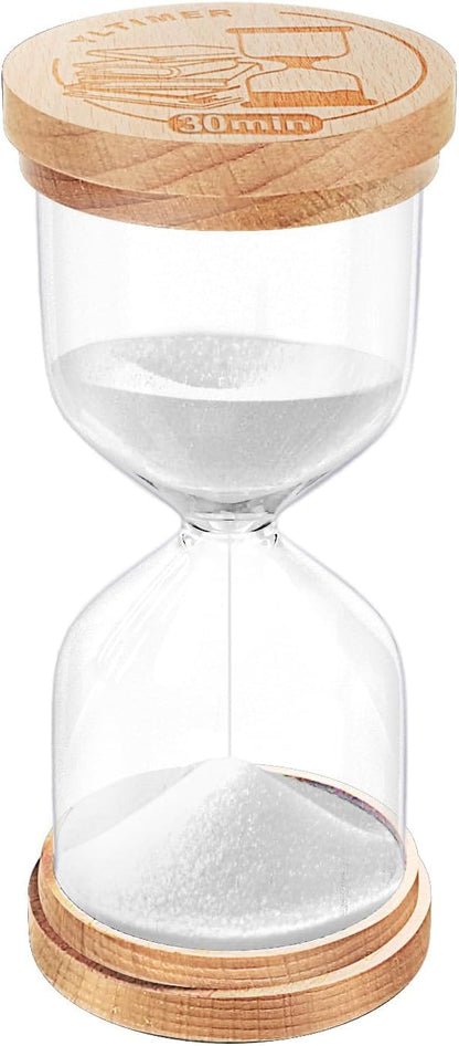 1 Minute Sand Timer, Wooden Sand Hourglass, Small Blue Hourglass, Sandglass Clock 1 Min for Classroom,Game,Decorative (Black)