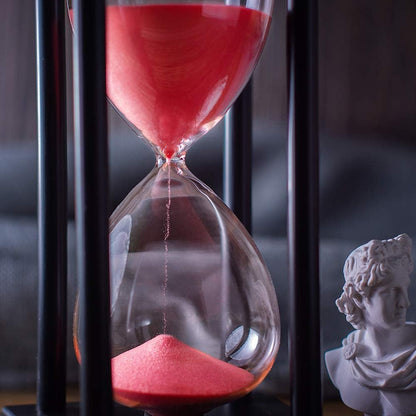 BELLAWARE Hourglass Timer with Red Sand, 60 Minute Wooden Sand Timer | Creative Handcraft Decoration