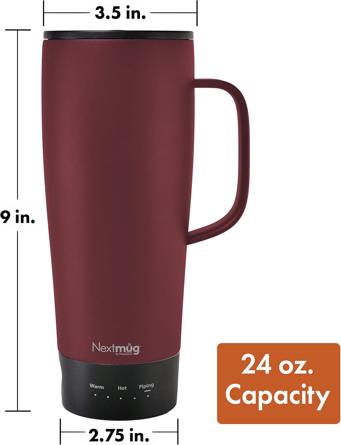 Nextmug Go - Temperature-Controlled, Self-Heating Travel Mug