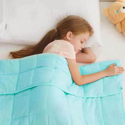 L'AGRATY Weighted Lap Pad 7lb: Small Weighted Blanket for Adults - Cooling Portable Travel Blanket for Relaxation Sleeping - Washable All-Season (29" x 24")