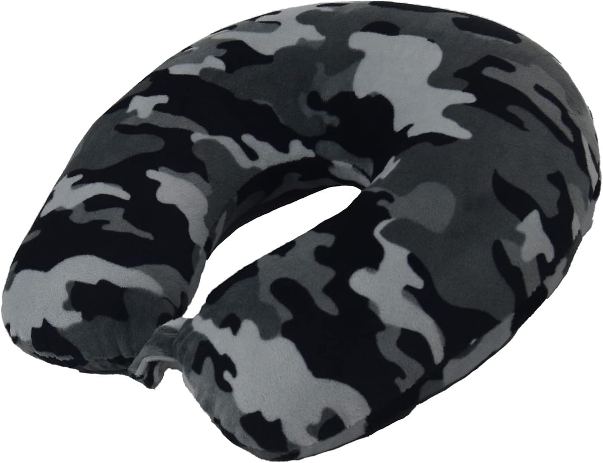 Wolf Essentials Adult Fleece Travel Neck Pillow for Airplane, Charcoal