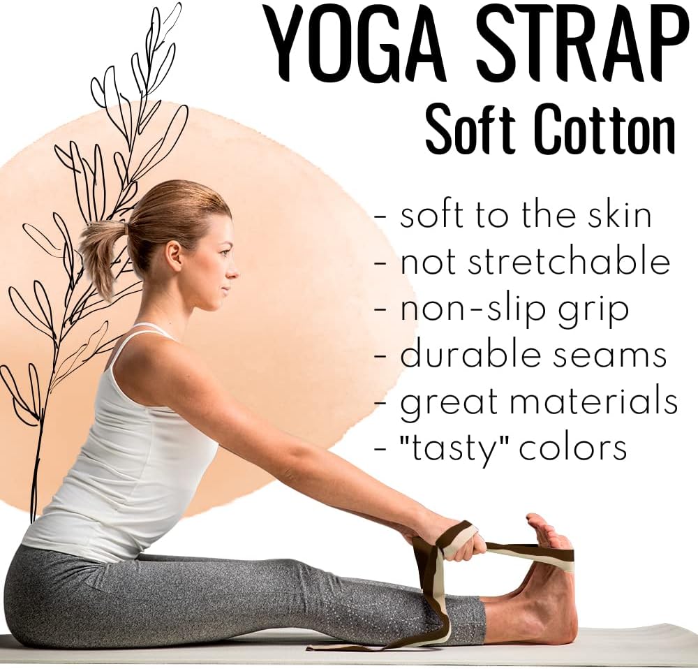 TECEUM 2 IN 1 Yoga & Mat Strap for Stretching – Cotton – 6/8/10 ft