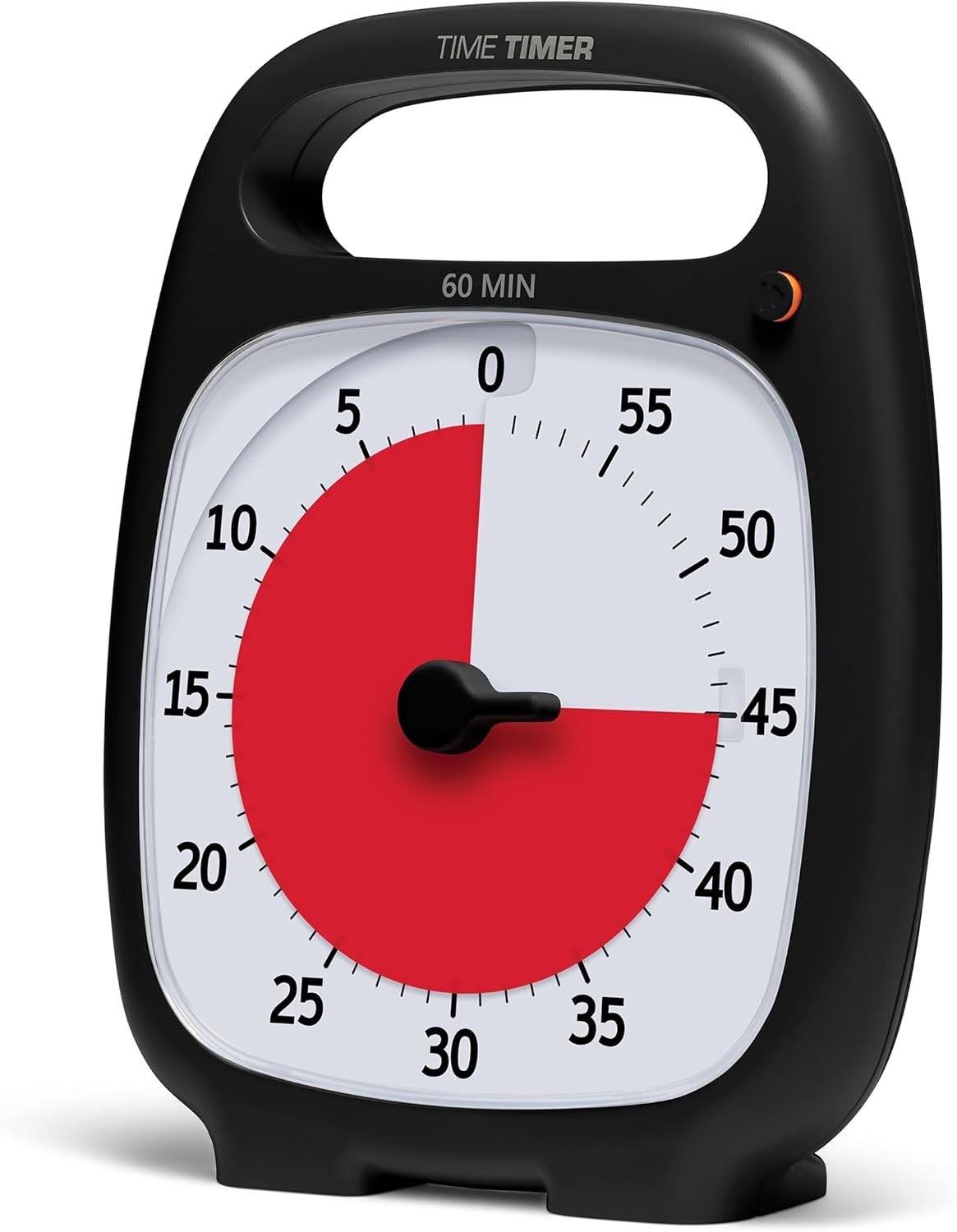 TIME TIMER PLUS 5 Minute Desk Visual Timer - Countdown Timer with Portable Handle for Classroom, Office, Homeschooling, Study Tool with Silent Operation (White)