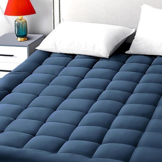 EASELAND Queen Size Mattress Pad Pillow Top Mattress Cover Quilted Fitted Mattress Protector Cotton Top Stretches up 8-21" Deep Pocket Cooling Mattress Topper (60x80 inch, White)