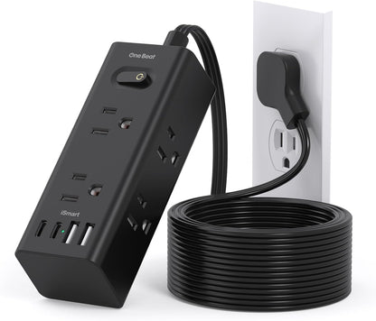 One Beat 10Ft Extension Cord with Multiple Outlets,Flat Plug Power Strip