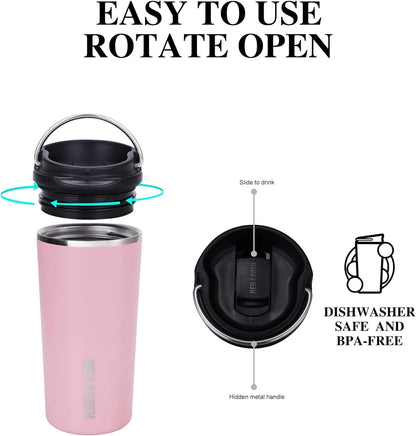 GiNT 17oz Travel Tea Mug with Infuser, 2 Lids. Vacuum Insulated 316 Stainless Steel Coffee Mug. Dishwasher Safe Tea Cup with Strainer for Hot & Cold Brew Coffee. Mothers Day Gifts for Mom (Green)