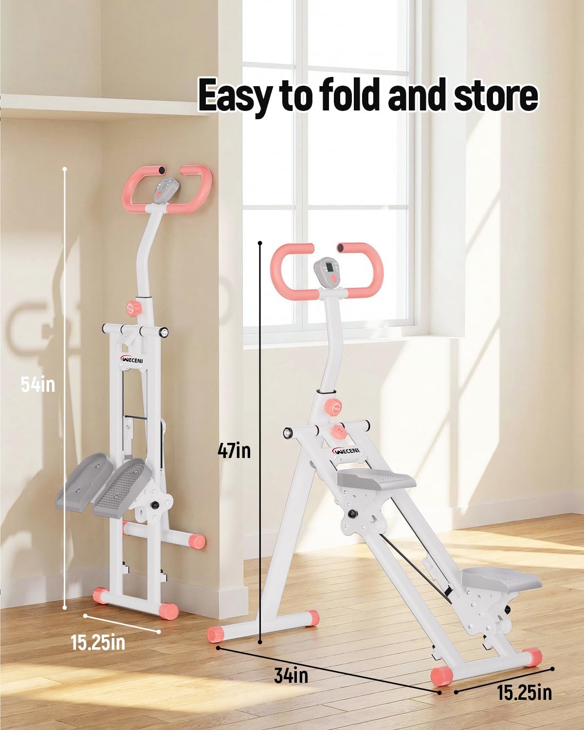 Stair Stepper for Home, Folding Stair Climber with LCD Monitor, Quiet Cardio Machine for Full Body Workout & Glute Training, 300LB Capacity