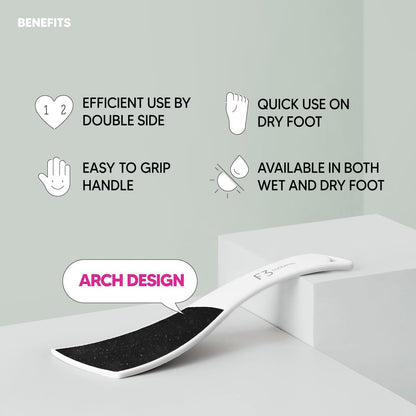 S-Line Emery Foot File, Colossal Double-Sided Pedicure Tool, Effective for Cracked Heel, Ergonomic Design for Easy Grip (White)