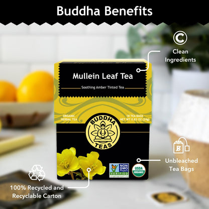 Buddha Teas Organic Mullein Leaf Tea - Herbal Tea & Caffeine Free