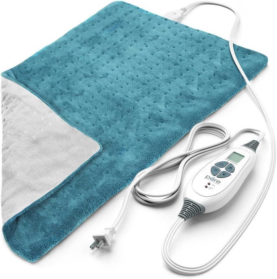Pure Enrichment® PureRelief® XL Heating Pad - 12" x 24" Electric Heating Pad for Back Pain & Cramps, 6 Heat Settings, Soft Machine Wash Fabric, Auto-Off & Moist Heat (Charcoal Gray)