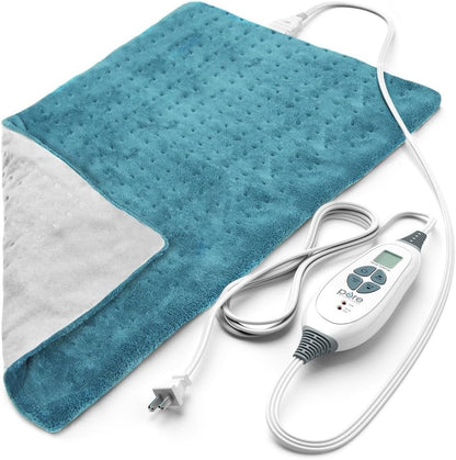 Pure Enrichment® PureRelief® XL Heating Pad - 12" x 24" Electric Heating Pad for Back Pain & Cramps, 6 Heat Settings, Soft Machine Wash Fabric, Auto-Off & Moist Heat (Charcoal Gray)