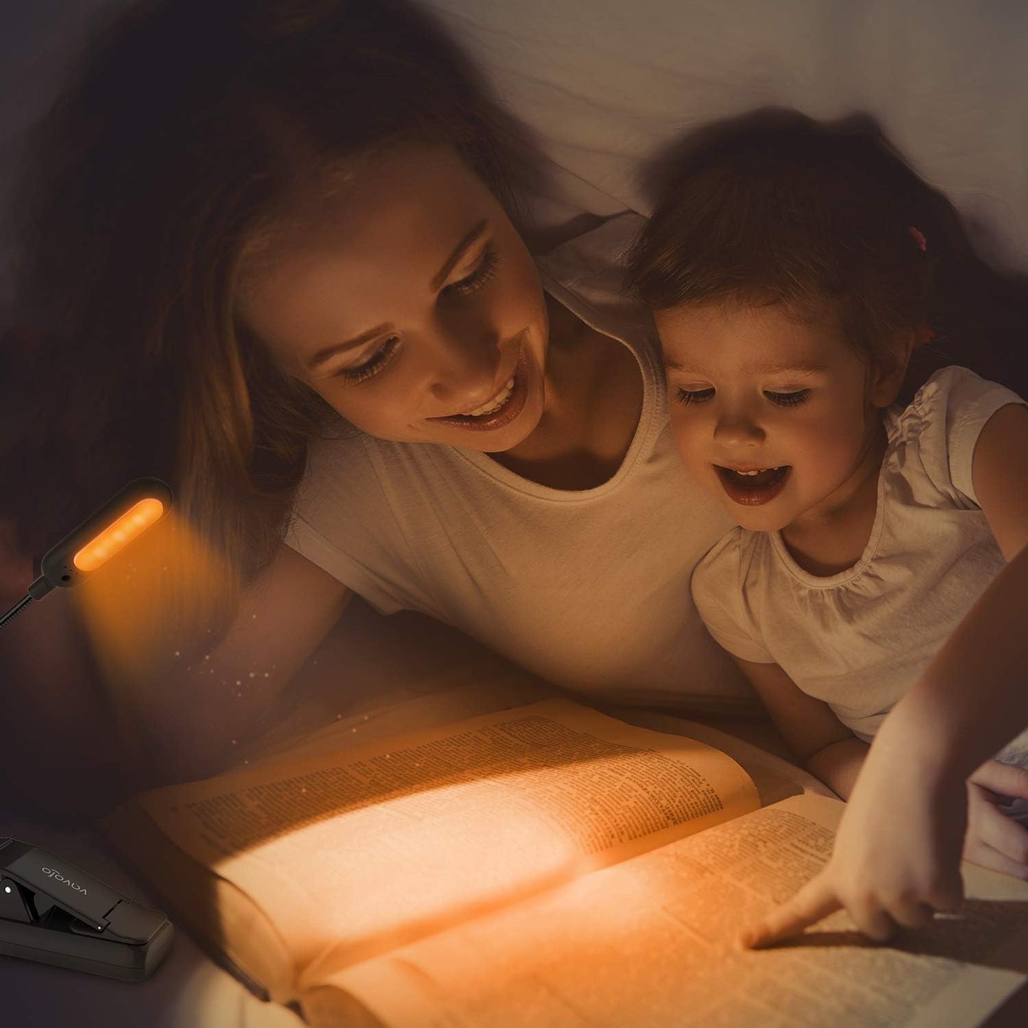 VAVOFO Amber Rechargeable Reading Light, Blue Light Blocking Book Light, 7 LEDs Eye Care 9 Colors 9 Brightness Clip On for Kids Bookworms Reading in Bed with Power Indicator Lasting 70h (Black)