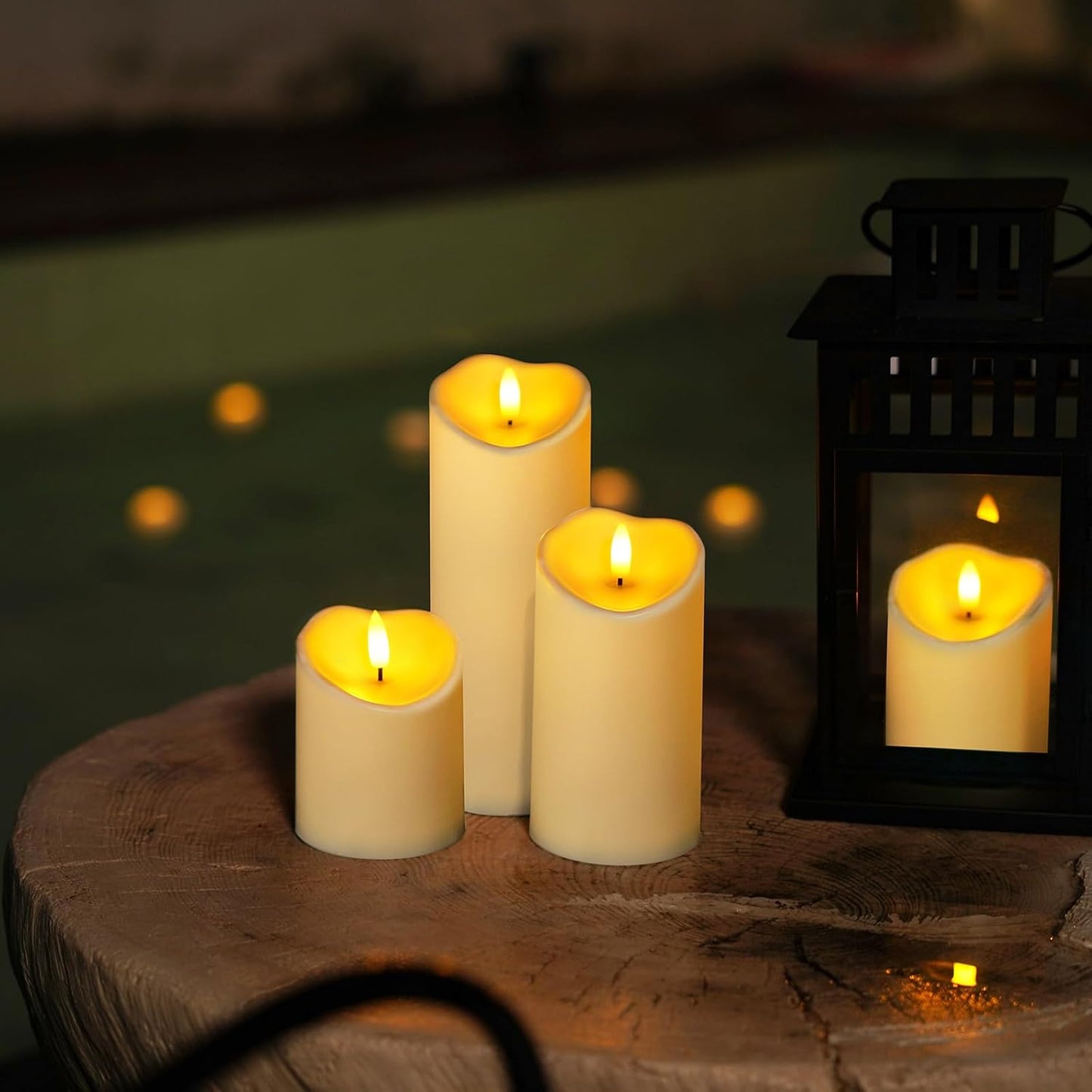 Homemory 6"x3" Outdoor Waterproof Flameless Candles, LED Candles, Battery Operated Candles with Remote and Timers, Electric Fake Plastic Pillar Candles, Ivory White, Set of 2