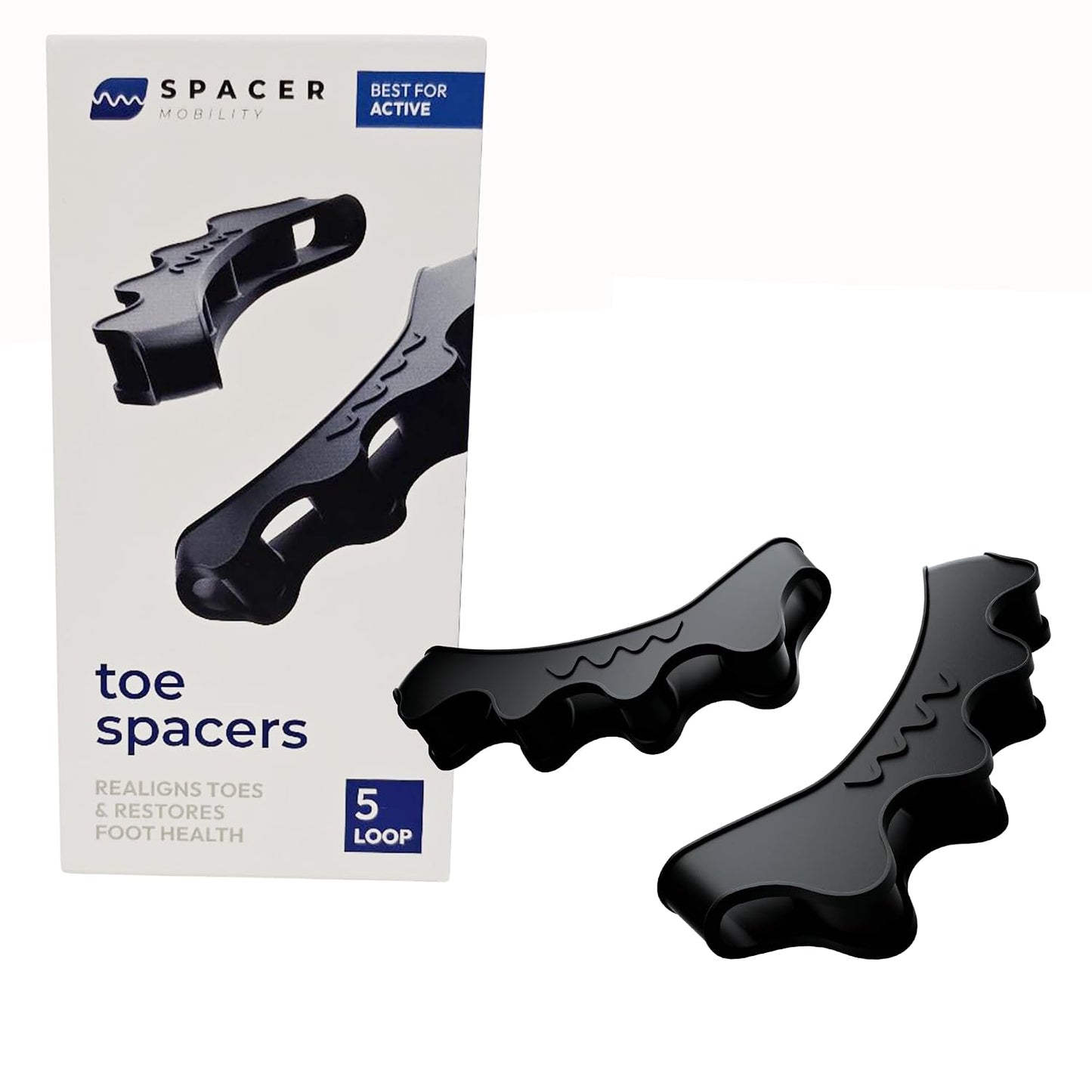 The Toe Spacer from Spacer Mobility, Recovery from the Ground Up, Correct Bunions, Plantar Fasciitis, & Correct Toes | Unisex Therapeutic Toe Spacer - Relieve Foot Pain and Tension | 4-Loop (4-Loop)