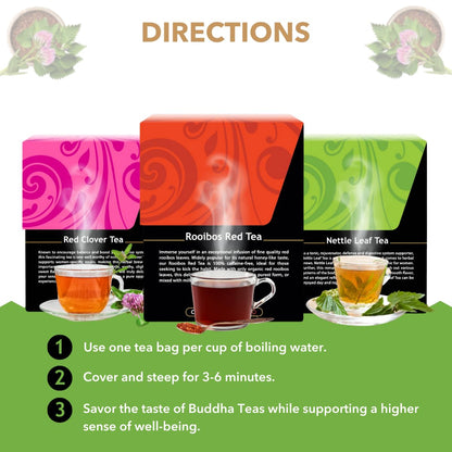 Buddha Teas - Rooibos Red Tea - Organic Herbal Tea - For Digestive Health - Rejuvenate & Support - Caffeine Free - 100% Kosher & Non-GMO - 18 Tea Bags (Pack of 1)