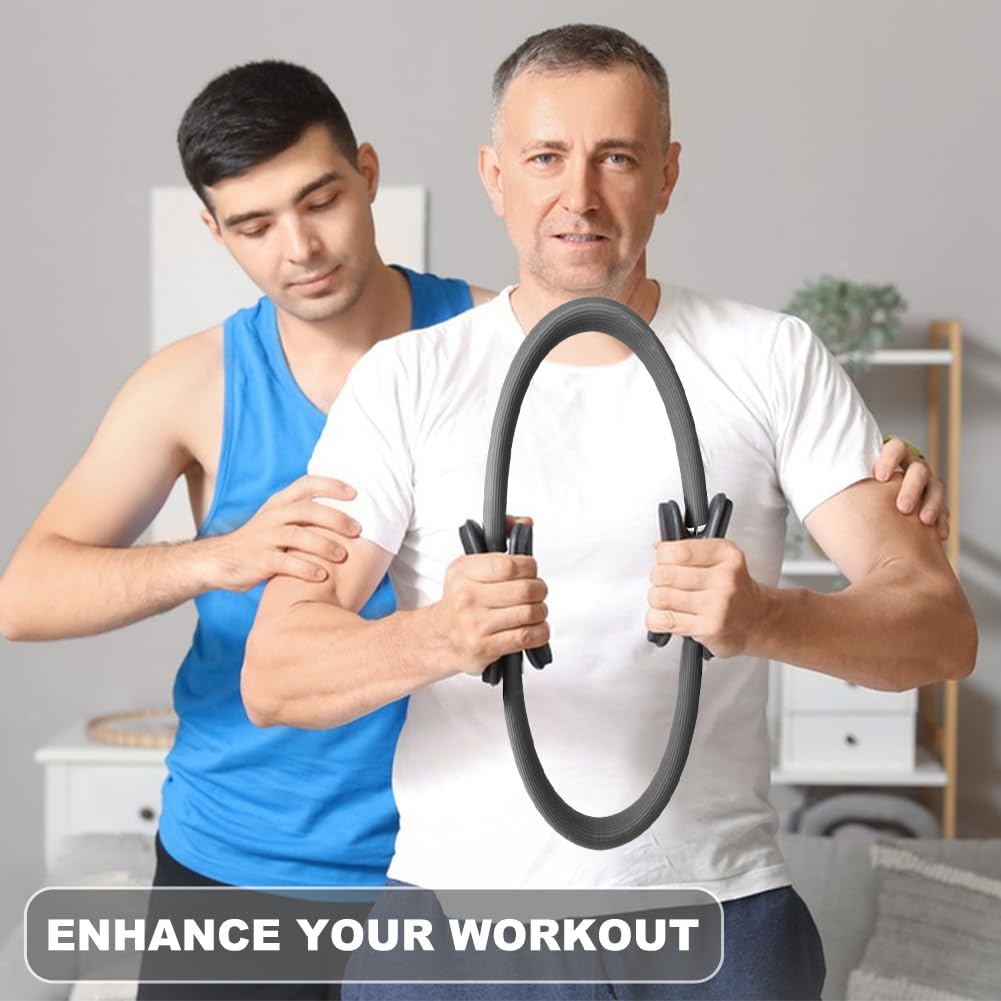 15" Pilates Ring, Dual-Grip Pilates Ring Lightweight Circle Yoga Rin-g for Enhance Thigh and Arm Strength, Body Exercise Tool for Home Gym