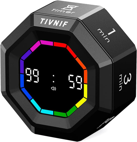 Visual Timer for Kids Kitchen Timer Pomodoro Magnetic Visual Countdown | Smart Gravity Sensing Timer with Large Display Loud Alarm for Study Cooking Classroom Homework Time Management