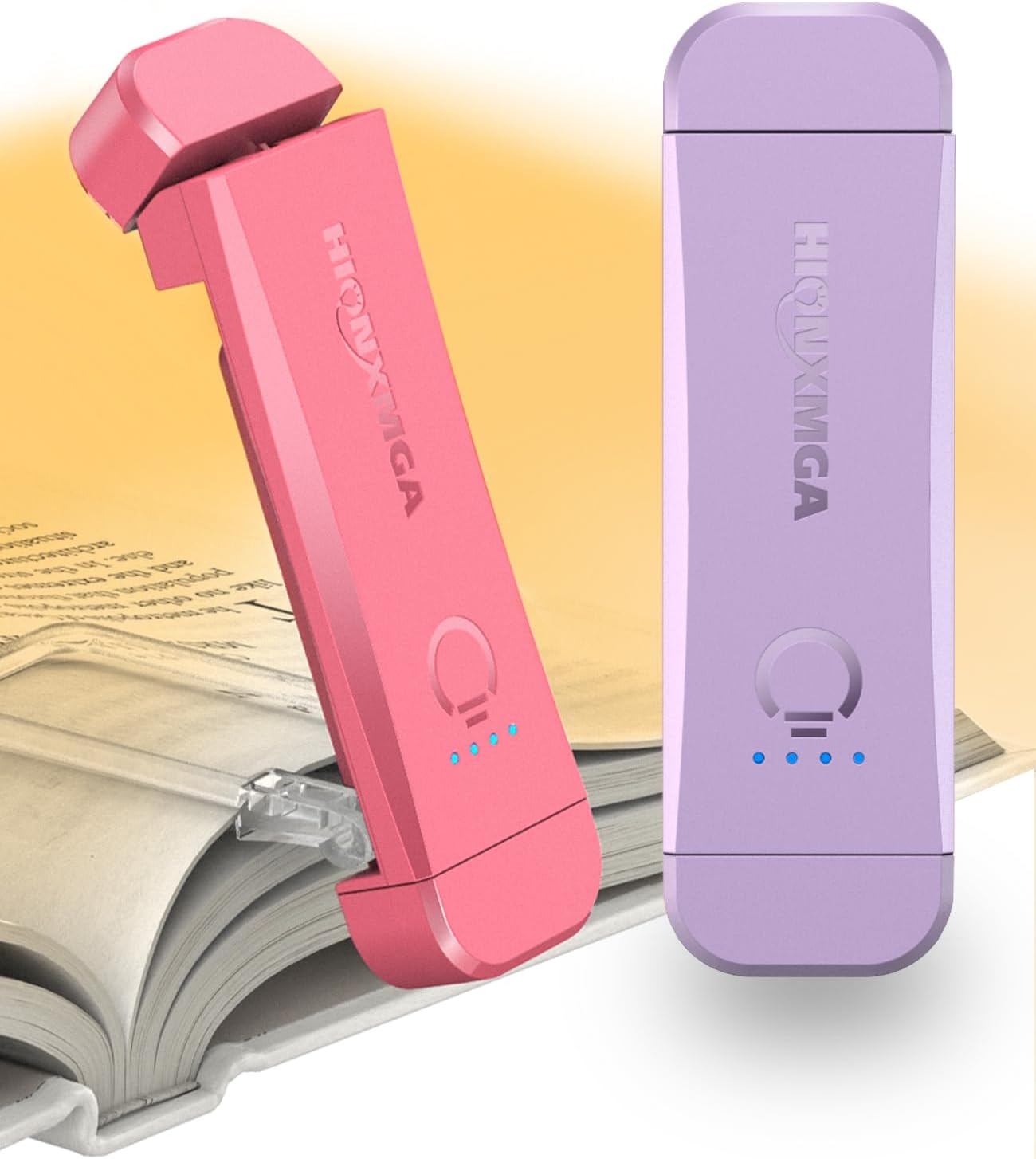 HIONXMGA Book Reading Light,Silent Touch Lamp for in Bed,Rechargeable Clip on Booklight with 3 Amber Colors & Precise Dimming Night Reading,Best Gift Lovers,Kids,Pink,(SD-10)
