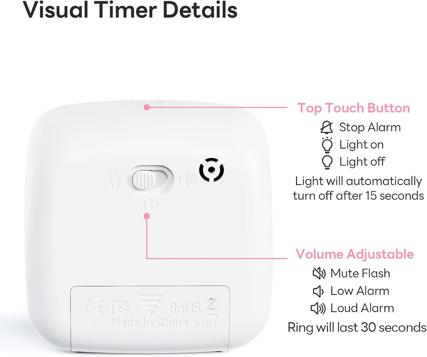 Yunbaoit Visual Timer with Night Light, 60-Minute Countdown Timer for Kids and Adults, Silent Classroom Timer, Time Management Tool for Home, School, or Work (Light Blue)