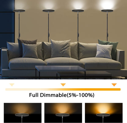 JOOFO LED Torchiere Floor Lamp with Remote, Stepless Dimmable Black