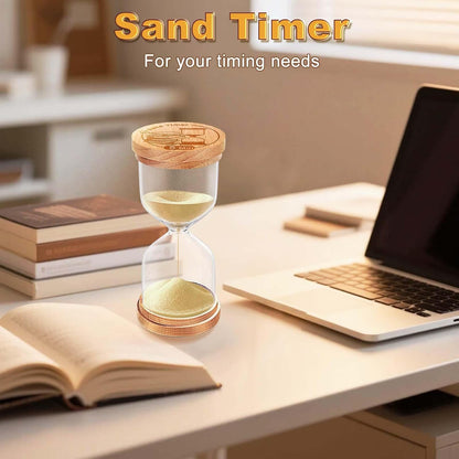 CNCJ Wooden Hourglass Sand Timer, 3 Minute Blue Sand Watch Reloj De Arena for Desk Decor Kitchen Classroom Office Study Home Decoration
