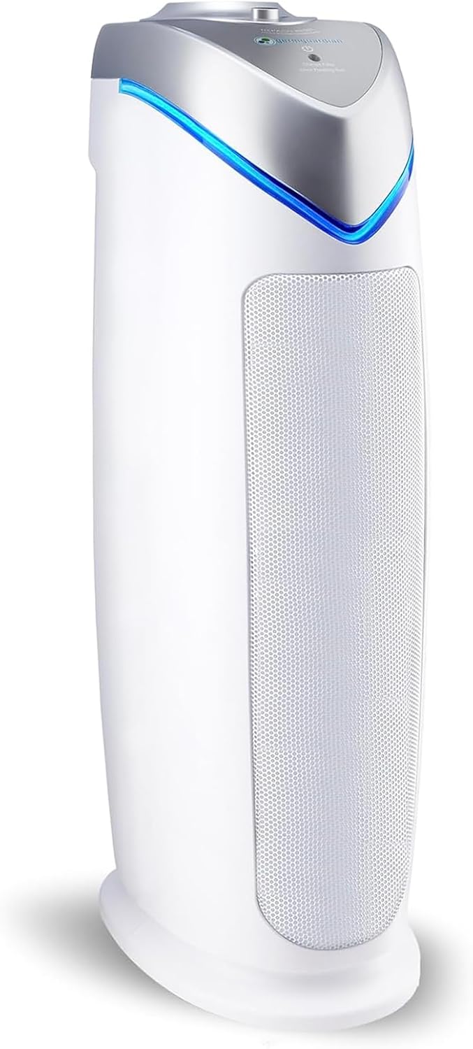 GermGuardian HEPA Air Purifier - Large Room Air Purifier for Bedroom, Office, Dorm, and Home - Filters Pet Dander, Dust, Pollen, Smoke, Scents - AC4825E - 22" Tower - Gray
