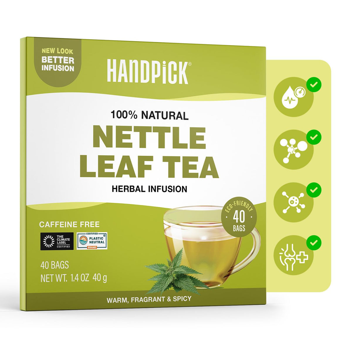 HANDPICK Nettle Leaf Tea (40 Tea Bags) 100% Pure Leaf Tea, No Additives