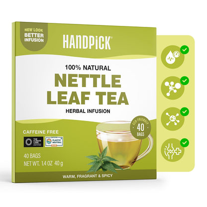HANDPICK Nettle Leaf Tea (40 Tea Bags) 100% Pure Leaf Tea, No Additives