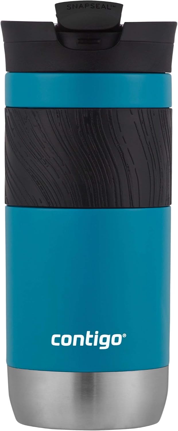Contigo SNAPSEAL Insulated Stainless Steel Travel Mug with Grip 20oz. Blue Corn Transparent Satin & Midnight Berry