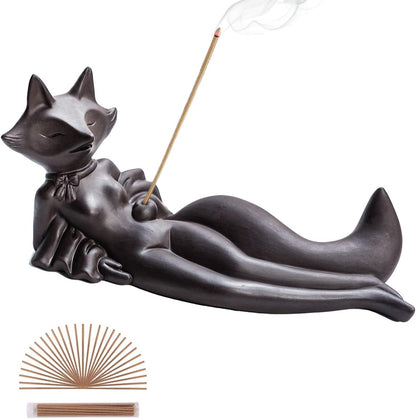 ChangWanna Frog Incense Stick Holder - Ceramic Insence Burner Ash Catcher, Insense Stand with 45 Sandalwood Sticks, Ornament for Aromatherapy/Yoga/Meditation/Home Living Room Office Decor