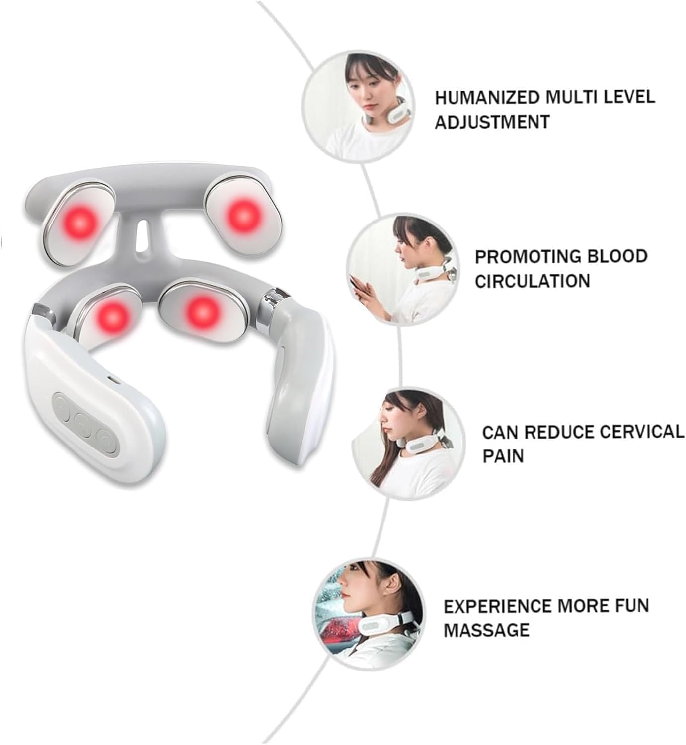 Ayland Vitality Magic Pro 2.0 Neck Massager, Portable Neck Relaxation Device, 4-Head Portable Neck Massage with 6 Vibration Modes & 15 Intensity Levels, Ergonomic Design Promote Muscle Relaxation