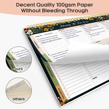 Taja Weekly To Do List Notepad with 52 Undated Sheets（8.5"×11"）- Weekly Desk Planner for Women & Man, Work and Home -1 Pack Violet Dream