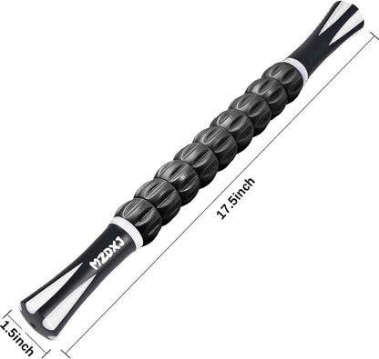 Muscle Roller Massage Roller Stick- Deep Tissue Fascia Blaster for Myofascial Pain Relief, Lymphatic Drainage & Body Sculpting, Handheld Physical Therapy & Recovery Tool (Pink black-18 inch)
