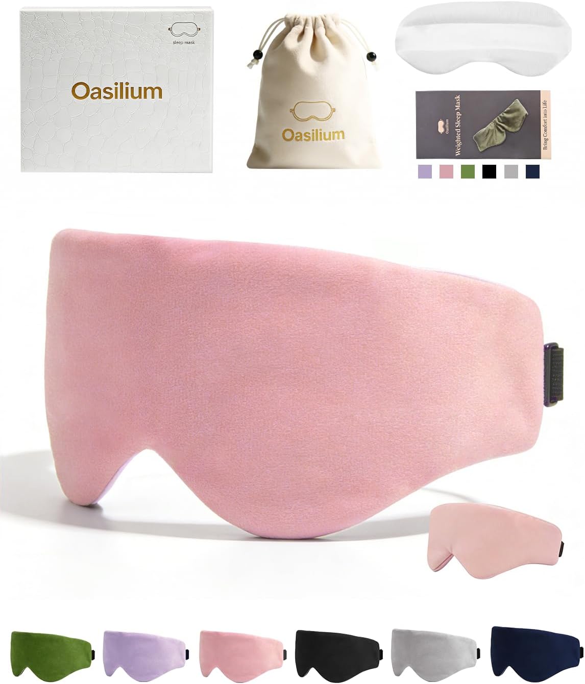Lyocell Weighted Sleep Eye Mask for Women Men, 5.3oz & 7oz, Cooling, Removable Washable Weighted Bag, Light Blocking Eye Cover, Soft Eye Shade for Travel Essentials, Office Naps, Gift,Purple